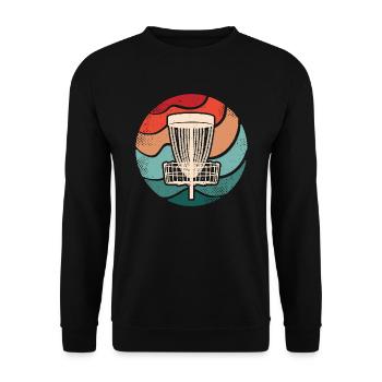 Discgolfer retro Discgolf Spieler Disc Golf - Unisex Pullover - Schwarz - Vorne - Alina (178cm) & Michal (187cm)
