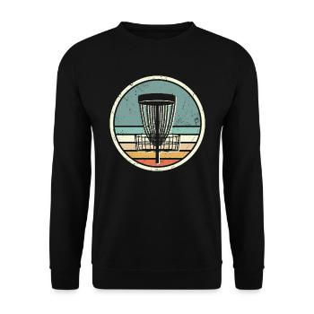 Disc Golf vintage Discgolf Spieler Discgolfer - Unisex Pullover - Schwarz - Vorne - Alina (178cm) & Michal (187cm)