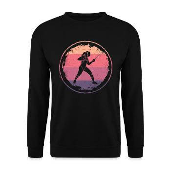 Fechten Fecht Sport Degen Frauen Fechter - Unisex Pullover - Schwarz - Vorne - Alina (178cm) & Michal (187cm)