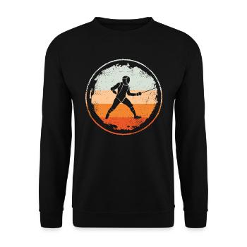 Fechten Retro Fecht Sport Degen Fechter - Unisex Pullover - Schwarz - Vorne - Alina (178cm) & Michal (187cm)