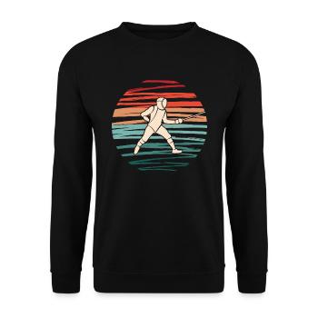 Fechten Vintage Fechtkampf Degen Fechter - Unisex Pullover - Schwarz - Vorne - Alina (178cm) & Michal (187cm)