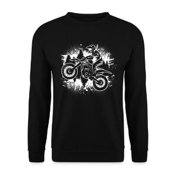 Motocross Biker Motorradfahrer Dirtbike Motorrad - Unisex Pullover - Schwarz - Vorne - Alina (178cm) & Michal (187cm)