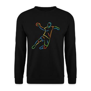 Handballer Handball bunt Handballspieler - Unisex Pullover - Schwarz - Vorne - Alina (178cm) & Michal (187cm)