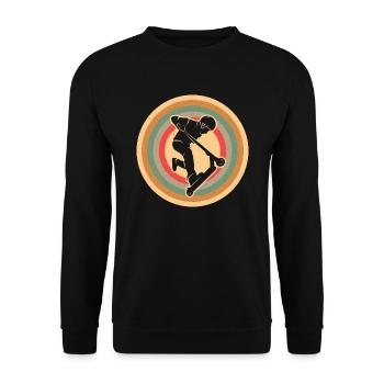 Kick Scooter Tricks Vintage Boys Stunt Scooter - Unisex Sweatshirt - black - Front - Alina (178cm) & Michal (187cm)