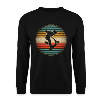 Tretroller Tricks Vintage Jungen Stunt Scooter - Unisex Pullover - Schwarz - Vorne - Alina (178cm) & Michal (187cm)