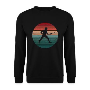 Fechtsport Fechtkampf Fechten Retro Fechter - Unisex Pullover - Schwarz - Vorne - Alina (178cm) & Michal (187cm)