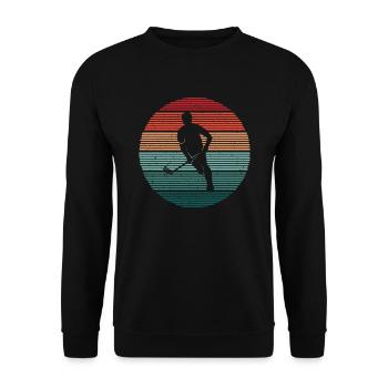 Floorballer Floorball Player Vintage Floorball - Unisex Sweatshirt - black - Front - Alina (178cm) & Michal (187cm)