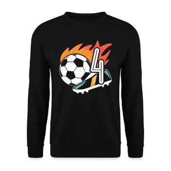 4th birthday Footballer Boy 4 years Football - Unisex Sweatshirt - black - Front - Alina (178cm) & Michal (187cm)