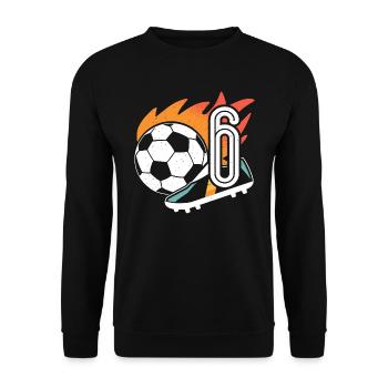 6. Geburtstag Fußballer Junge 6 Jahre Fußball - Unisex Pullover - Schwarz - Vorne - Alina (178cm) & Michal (187cm)