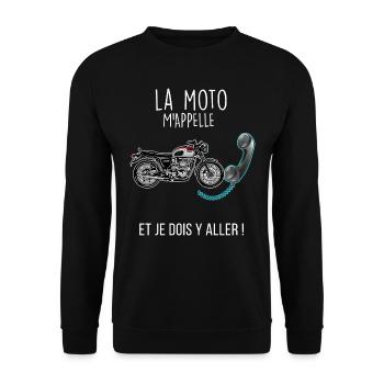 motard téléphone humour moto citation - Sweat-shirt Unisexe - noir - Devant - Alina (178cm) & Michal (187cm)