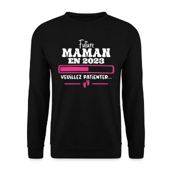 Future Maman 2023 Cadeau Nouvelle Naissance Maman - Sweat-shirt Unisexe - noir - Devant - Alina (178cm) & Michal (187cm)
