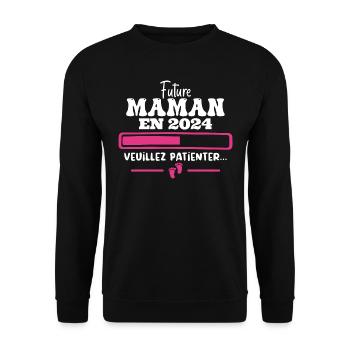 Future Maman 2024 Cadeau Nouvelle Naissance Maman - Sweat-shirt Unisexe - noir - Devant - Alina (178cm) & Michal (187cm)