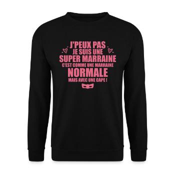 Je Suis Une Super Marraine Avec Un Cape - Sweat-shirt Unisexe - noir - Devant - Alina (178cm) & Michal (187cm)