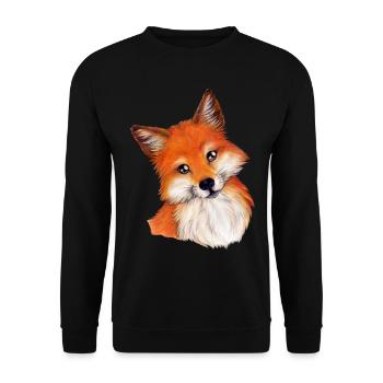 Niedlicher Fuchs für Fuchsliebhaber Geburtstag - Unisex Pullover - Schwarz - Vorne - Alina (178cm) & Michal (187cm)