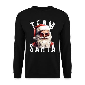 Team Santa Weihnachtsmotiv Weihnachtsmann - Unisex Pullover - Schwarz - Vorne - Alina (178cm) & Michal (187cm)