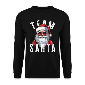 Team Santa Weihnachtsmotiv Weihnachtsmann - Unisex Pullover - Schwarz - Vorne - Alina (178cm) & Michal (187cm)