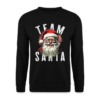 Team Santa Weihnachtsmotiv Weihnachtsmann - Unisex Pullover - Schwarz - Vorne - Alina (178cm) & Michal (187cm)