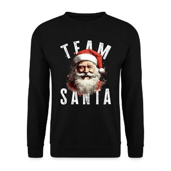 Team Santa Weihnachtsmotiv Weihnachtsmann - Unisex Pullover - Schwarz - Vorne - Alina (178cm) & Michal (187cm)