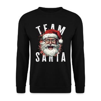 Team Santa Weihnachtsmotiv Weihnachtsmann - Unisex Pullover - Schwarz - Vorne - Alina (178cm) & Michal (187cm)