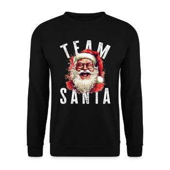 Team Santa Weihnachtsmotiv Weihnachtsmann - Unisex Pullover - Schwarz - Vorne - Alina (178cm) & Michal (187cm)