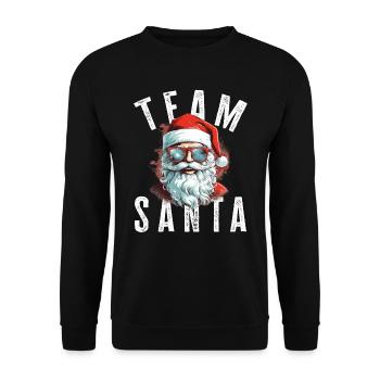 Team Santa Weihnachtsmotiv Weihnachtsmann - Unisex Pullover - Schwarz - Vorne - Alina (178cm) & Michal (187cm)