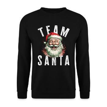 Team Santa Weihnachtsmotiv Weihnachtsmann - Unisex Pullover - Schwarz - Vorne - Alina (178cm) & Michal (187cm)