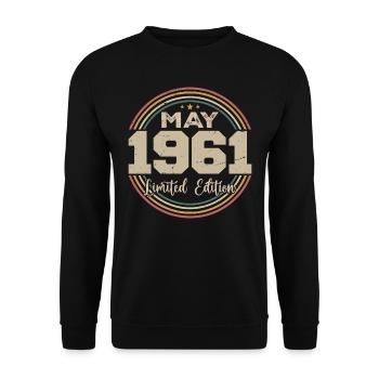 Mai 1961 Vintage Nées En Mai 1961 Anniversaire - Sweat-shirt Unisexe - noir - Devant - Alina (178cm) & Michal (187cm)