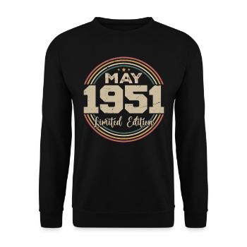 Mai 1951 Vintage Nées En Mai 1951 Anniversaire - Sweat-shirt Unisexe - noir - Devant - Alina (178cm) & Michal (187cm)