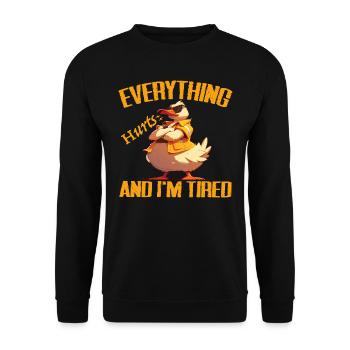 Everything Hurts And I'm Tired, Ducks Lover - Duck - Unisex Sweatshirt - black - Front - Alina (178cm) & Michal (187cm)