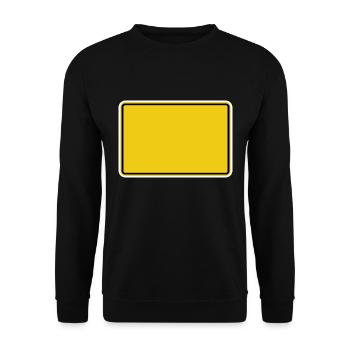 Ortsschild blanko - für eigenen Text - Unisex Pullover - Schwarz - Vorne - Alina (178cm) & Michal (187cm)