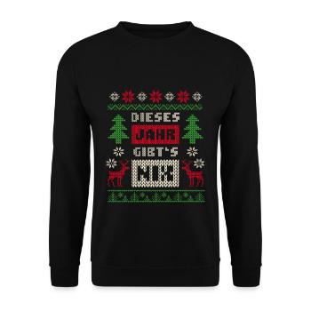 Dieses Jahr gibt's nix Ugly Xmas Sweater Strick - Unisex Pullover - Schwarz - Vorne - Alina (178cm) & Michal (187cm)