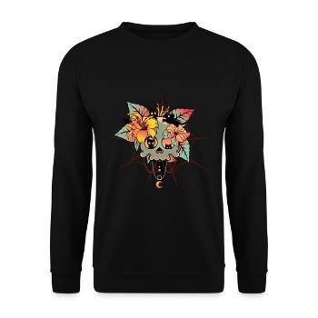 Cats, Skull, Halloween, Cat House, Spider Web - Unisex Sweatshirt - black - Front - Alina (178cm) & Michal (187cm)