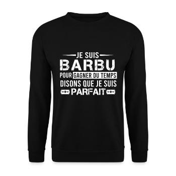 Je suis Barbu / Phrase Drôle / Humour / Barbe - Sweat-shirt Unisexe - noir - Devant - Alina (178cm) & Michal (187cm)