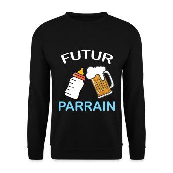Parrain Annonce Naissance Frère Cadeau Homme - Sweat-shirt Unisexe - noir - Devant - Alina (178cm) & Michal (187cm)