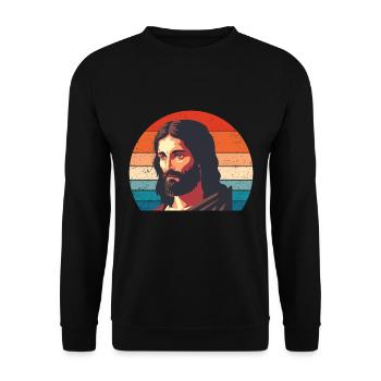 Jésus Vintage - Sweat-shirt Unisexe - noir - Devant - Alina (178cm) & Michal (187cm)