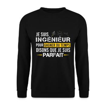 Je suis Ingénieur / Cadeau Drôle Humour Ingénieur - Sweat-shirt Unisexe - noir - Devant - Alina (178cm) & Michal (187cm)