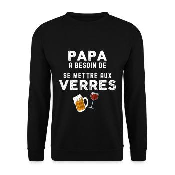 Papa Biere Aux Verres idée Cadeau Homme Apéritif - Sweat-shirt Unisexe - noir - Devant - Alina (178cm) & Michal (187cm)