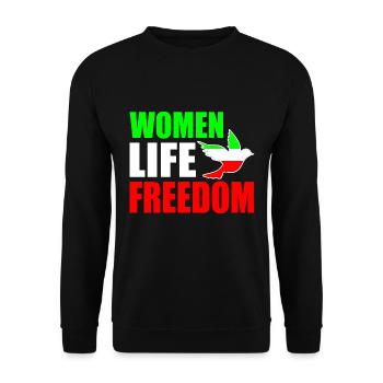 Women life freedom - Sweat-shirt Unisexe - noir - Devant - Alina (178cm) & Michal (187cm)