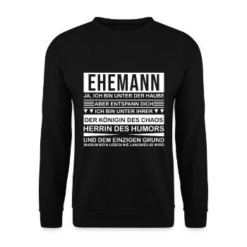 Witziger Ehemann Spruch Geschenk - Unisex Pullover - Schwarz - Vorne - Alina (178cm) & Michal (187cm)
