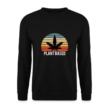 Plantbased - Hemp Leaf, Vintage Weed, 420 - Unisex Sweatshirt - black - Front - Alina (178cm) & Michal (187cm)
