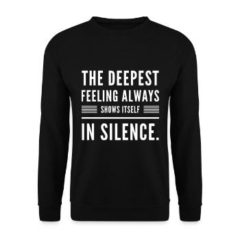 Le sentiment le plus profond se manifeste toujours en silence - Sweat-shirt Unisexe - noir - Devant - Alina (178cm) & Michal (187cm)