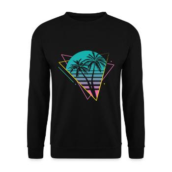 Vaporwave Palmiers Rétro Fête des années 80 - Sweat-shirt Unisexe - noir - Devant - Alina (178cm) & Michal (187cm)