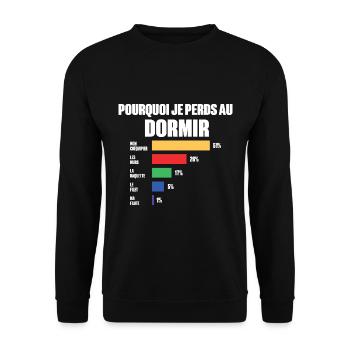 Badeanzug Schlaf Ich kann nicht schlafen - Unisex Pullover - Schwarz - Vorne - Alina (178cm) & Michal (187cm)