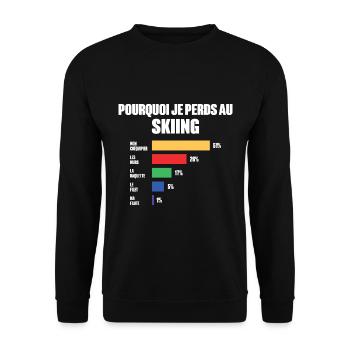 Maillot Skiing Perdant Humour Joueur De Skiing - Sweat-shirt Unisexe - noir - Devant - Alina (178cm) & Michal (187cm)