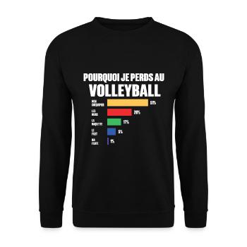 Volleyball Trikot Ich kann nicht Volleyball haben - Unisex Pullover - Schwarz - Vorne - Alina (178cm) & Michal (187cm)