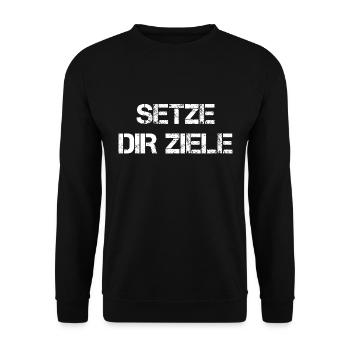 Setze Dir Ziele - Unisex Pullover - Schwarz - Vorne - Alina (178cm) & Michal (187cm)