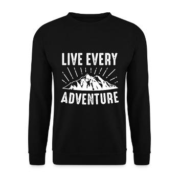 Live Every Adventure - Nature Mountains - Unisex Sweatshirt - black - Front - Alina (178cm) & Michal (187cm)