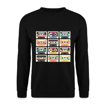 80s 90s Cassette Mixtape Retro Funny - Sweat-shirt Unisexe - noir - Devant - Alina (178cm) & Michal (187cm)