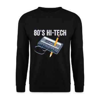 80er Jahre 90er Jahre Kassette Stift Retro Lustig - Unisex Pullover - Schwarz - Vorne - Alina (178cm) & Michal (187cm)
