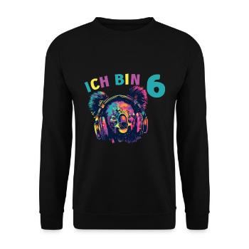 6 Jahre Koalabär Kopfhörer Koalabären 6 Geburtstag - Unisex Pullover - Schwarz - Vorne - Alina (178cm) & Michal (187cm)